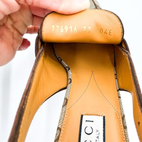 Gucci GG Horsebit Platform Slingback Square Toe Pumps New 37 US 7 - Picture 11 of 15